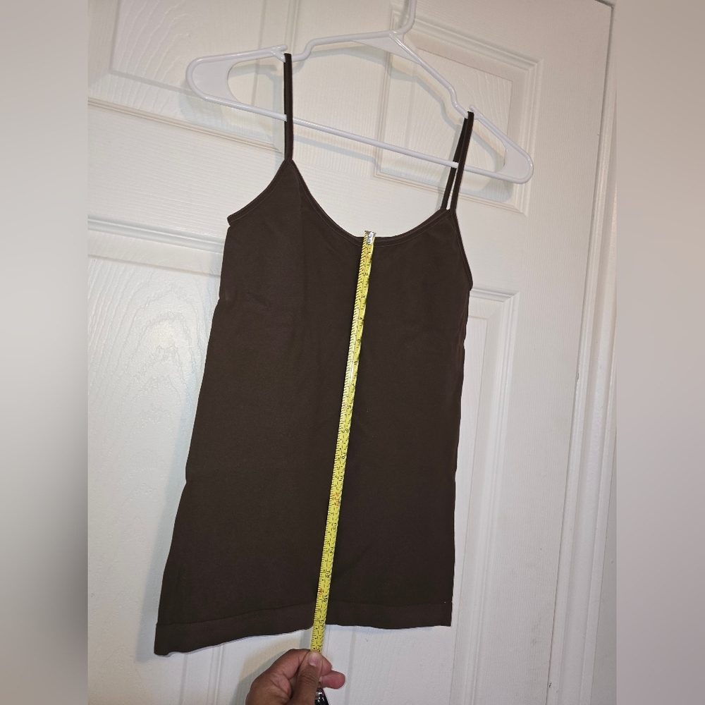 Brown and White Sleeveless Camisole Top